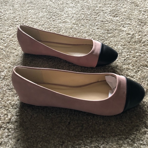 SIZE 6, 7, 8 NEW Pink flats with black toe accent - Picture 6 of 6
